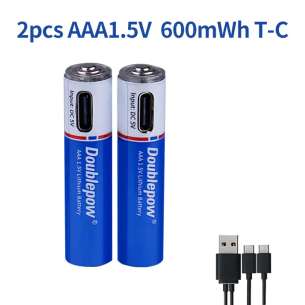 USB Rechargeable Battery 1500mwh, Pendrive as Charging Port, 1.5V. AA (2)