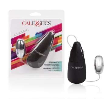 California Exotic Novelties Silver Vibrating Bullet Sex Toy. (Powerful mini bullet, incredibly quiet and discreet with a multi-speed power pack