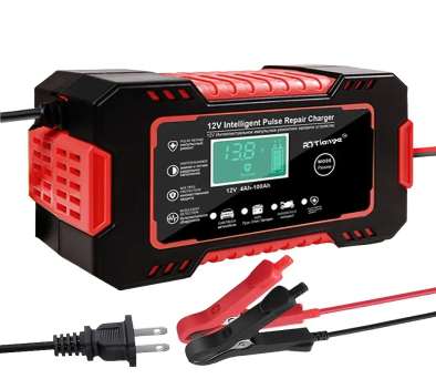 Car Battery Charger, 12V 4Ah-100Ah Smart Battery Charger, Automotive Battery Maintainer Desulfator with Temperature Compensat