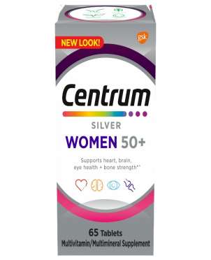 Centrum Silver Women's 50 Plus Multivitamin with Vitamin B, C, D3 and E, 65 Count