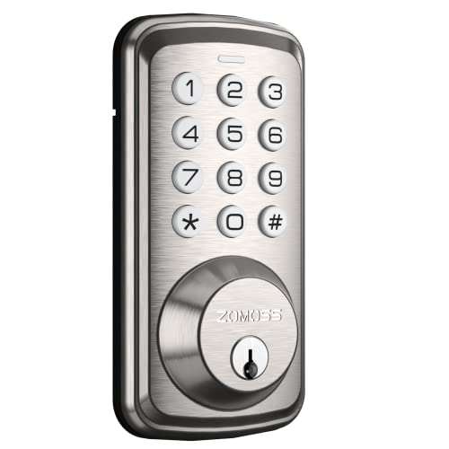 Keyless Entry Door Lock, Zomoss Electronic Keypad Deadbolt Lock, Auto Lock, 20 User Codes, Digital Deadbolt for Front Door, Easy t