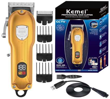 Kemei Km-Tx2 + Pg Professional Hair Clipper, Adjustable Digital Display, Metal Body, Carbon Steel Cutting Head