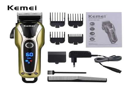 KEMEI KM-1990 Hair Clipper, Cordless and Quiet, Professional Beard Trimmer INCLUDING Complete Barber Set