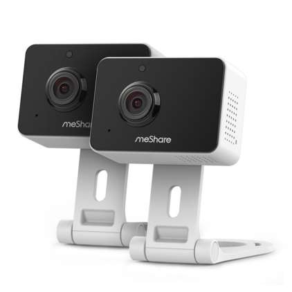 meShare 1080p Mini Wireless Two-way Audio Camera 2-Pack with Free 1-Month Cloud Service Plan and Cloud AI Security- Works with Google Assist