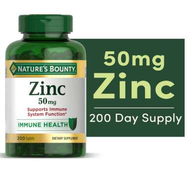 Nature's Bounty Zinc, Immune and Antioxidant Support, Dietary Supplement, 50 Mg, Capsules, 200 Count