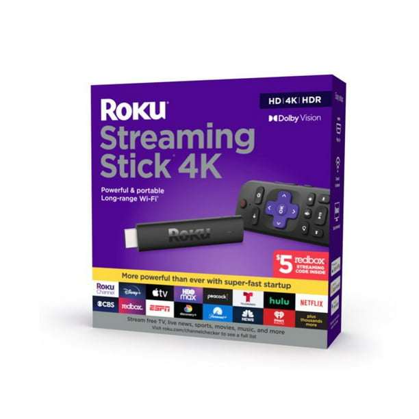 Roku 3820RW Streaming Stick 4K Device 4K/HDR/Dolby Vision with Voice Remote and TV Controls