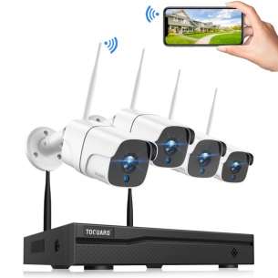 TOGUARD W300 8CH NVR Wireless Security Camera System 4-Pack 1080P Outdoor/Indoor Waterproof WiFi CCTV Surveillance Camera
